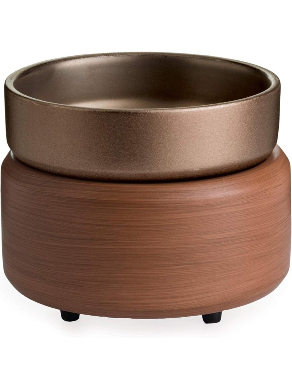 2-in-1 Candle & Wax Melt Warmer - Pewter Walnut Scented Home Fragrance Decor